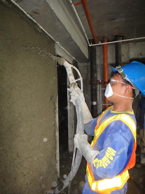 spraying concrete